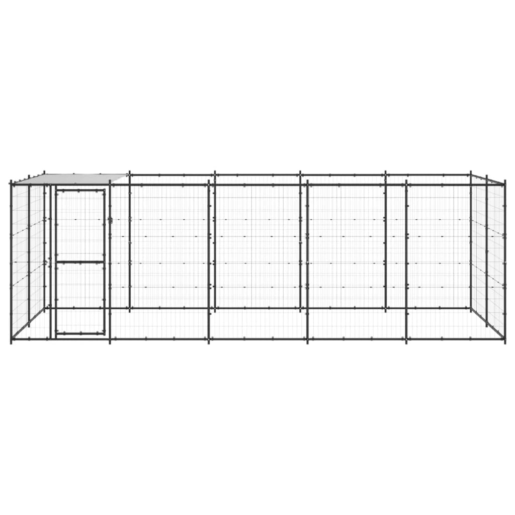 vidaXL Padoc pentru câini de exterior cu acoperiș, 12,1 m², oțel
