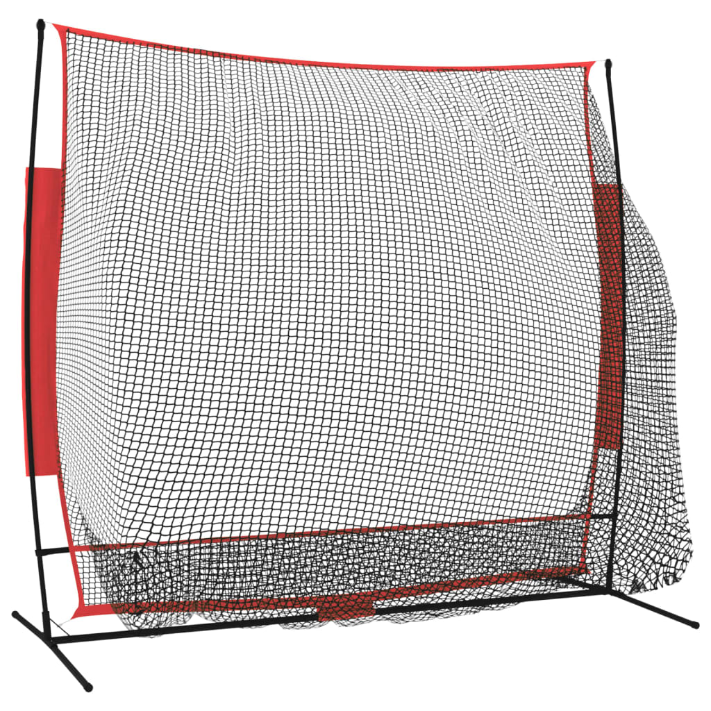 vidaXL Plasă de baseball portabilă negru/roșu 215x107x216 cm poliester
