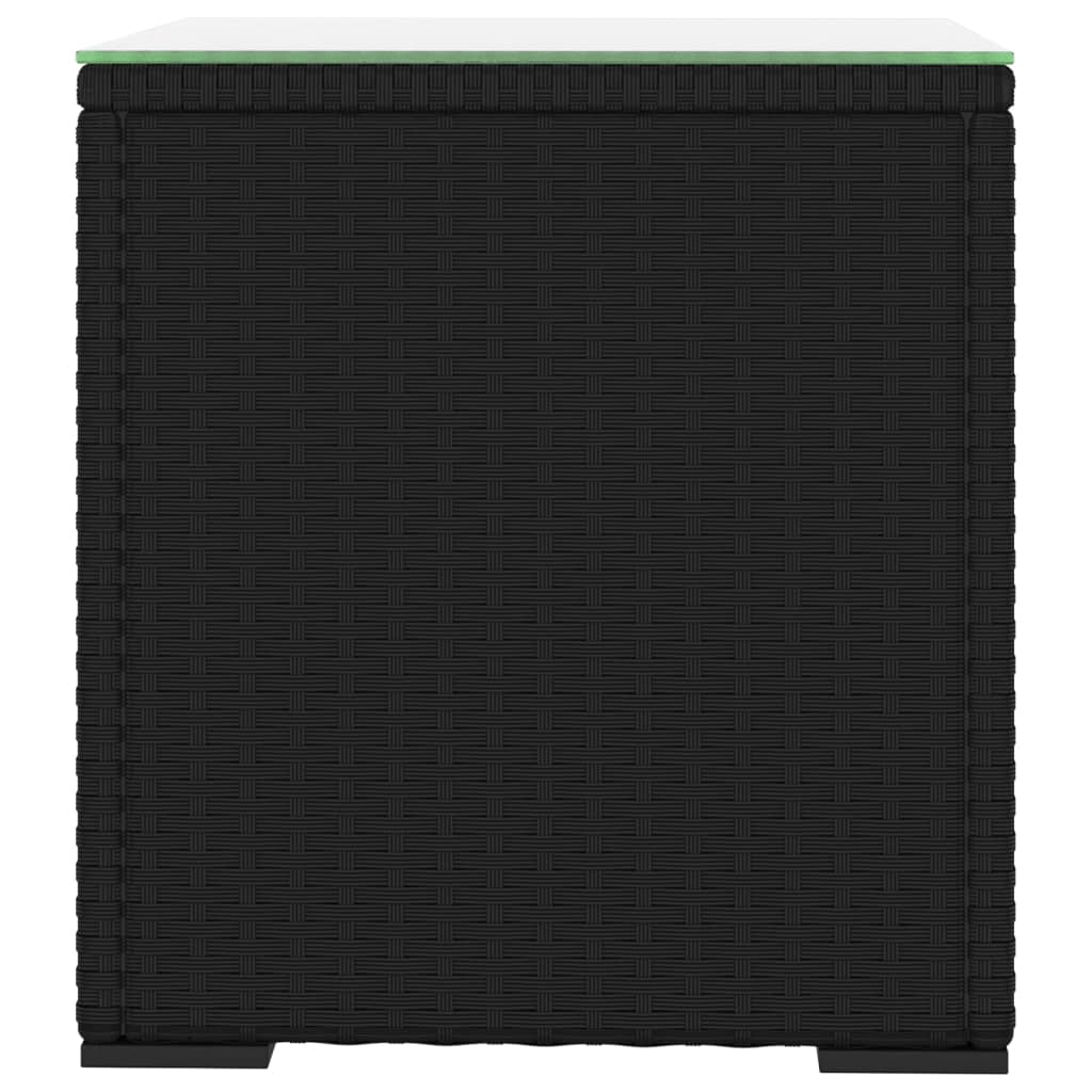 vidaXL Masă laterală, negru, 40x37x40,5 cm poliratan/sticlă securizată