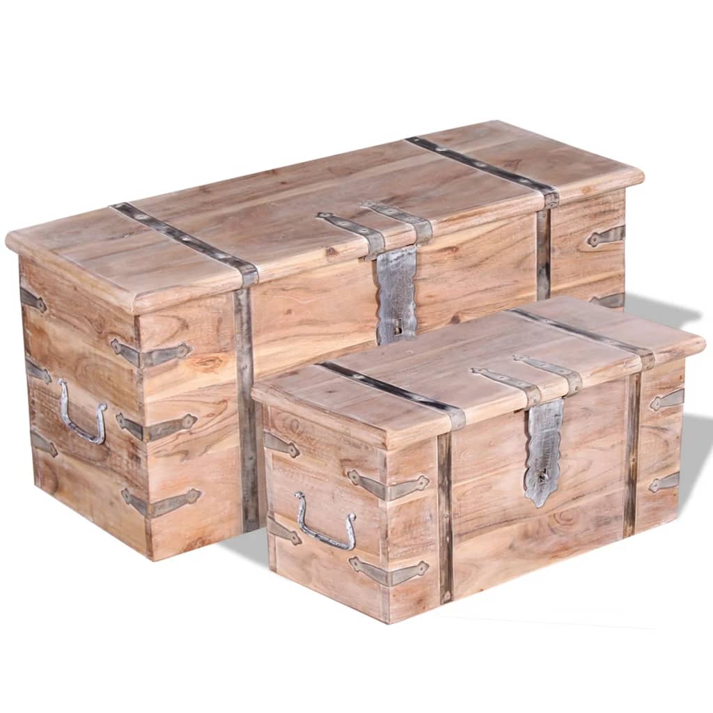 vidaXL Set cufere de depozitare, 2 buc., lemn de acacia