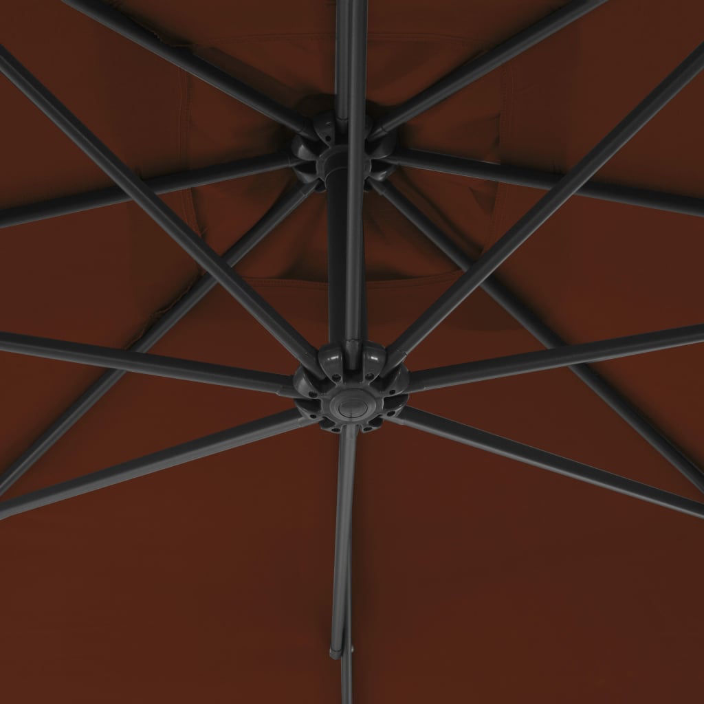 vidaXL Umbrelă suspendată cu stâlp din oțel, teracota, 250 x 250 cm