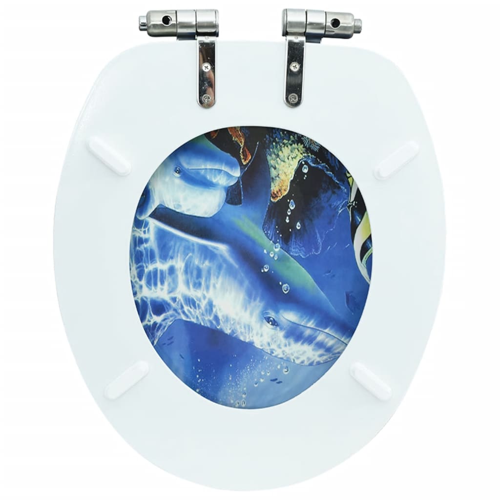vidaXL Capac WC cu închidere silențioasă, MDF, design delfini