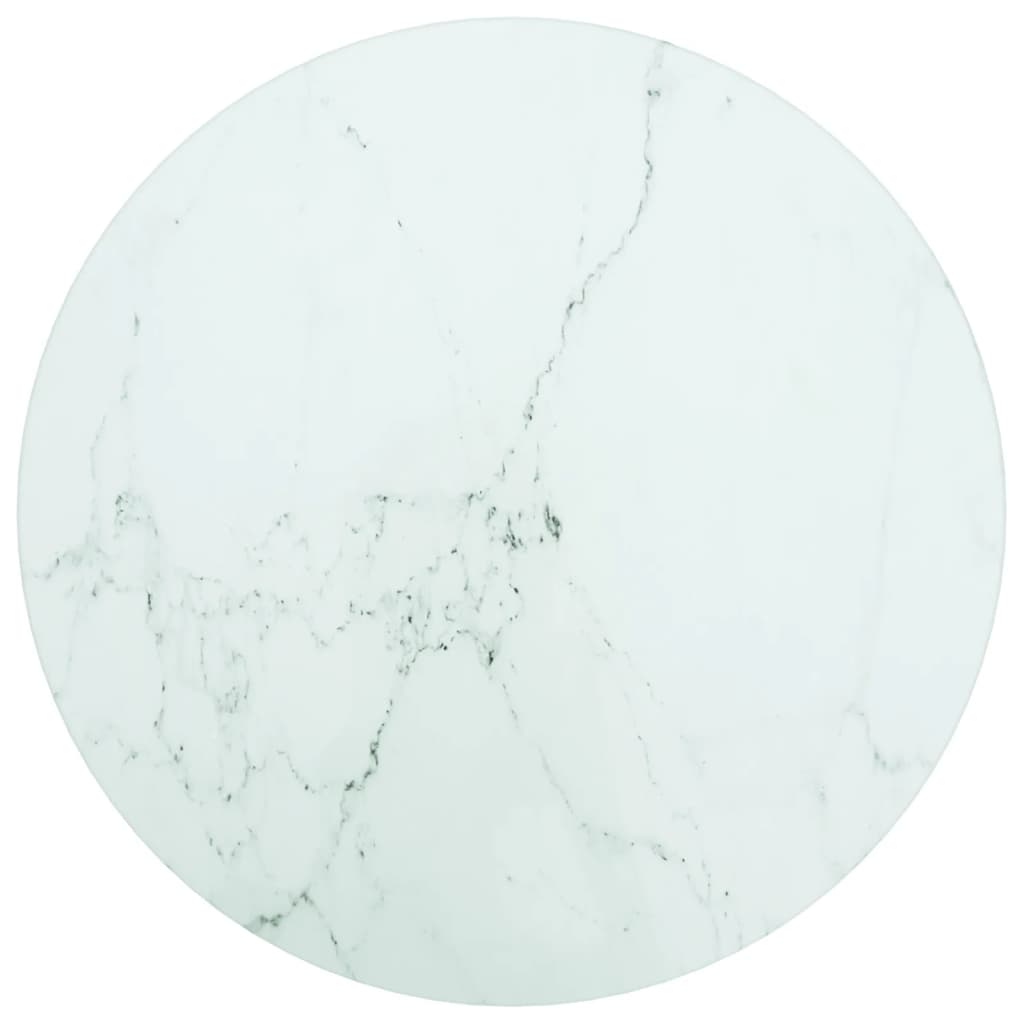 vidaXL Blat masă, alb, Ø30x0,8 cm, sticlă securizată, design marmură