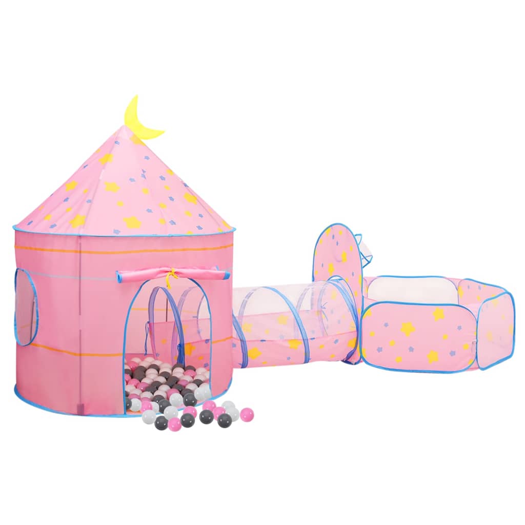 vidaXL Cort de joacă pentru copii cu 250 bile, roz, 301x120x128 cm