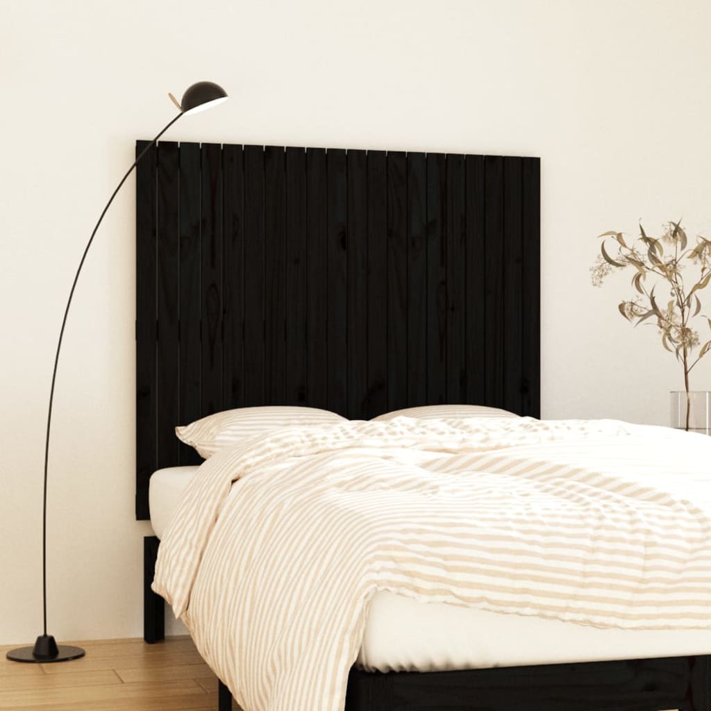 vidaXL Tăblie de pat pentru perete negru 127,5x3x110 cm lemn masiv pin
