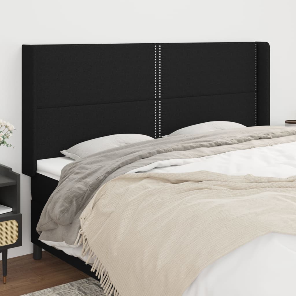 vidaXL Tăblie de pat cu aripioare, negru, 163x16x118/128 cm, textil