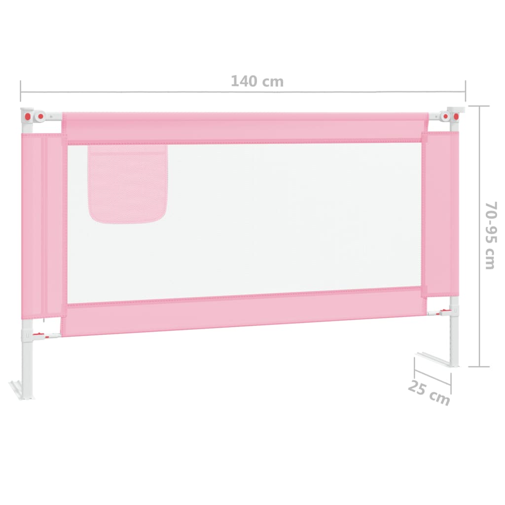 vidaXL Balustradă de protecție pat copii, roz, 140x25 cm, textil