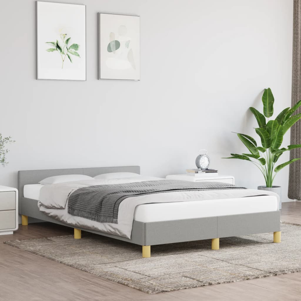 vidaXL Cadru de pat cu tăblie, gri deschis, 120x200 cm, textil