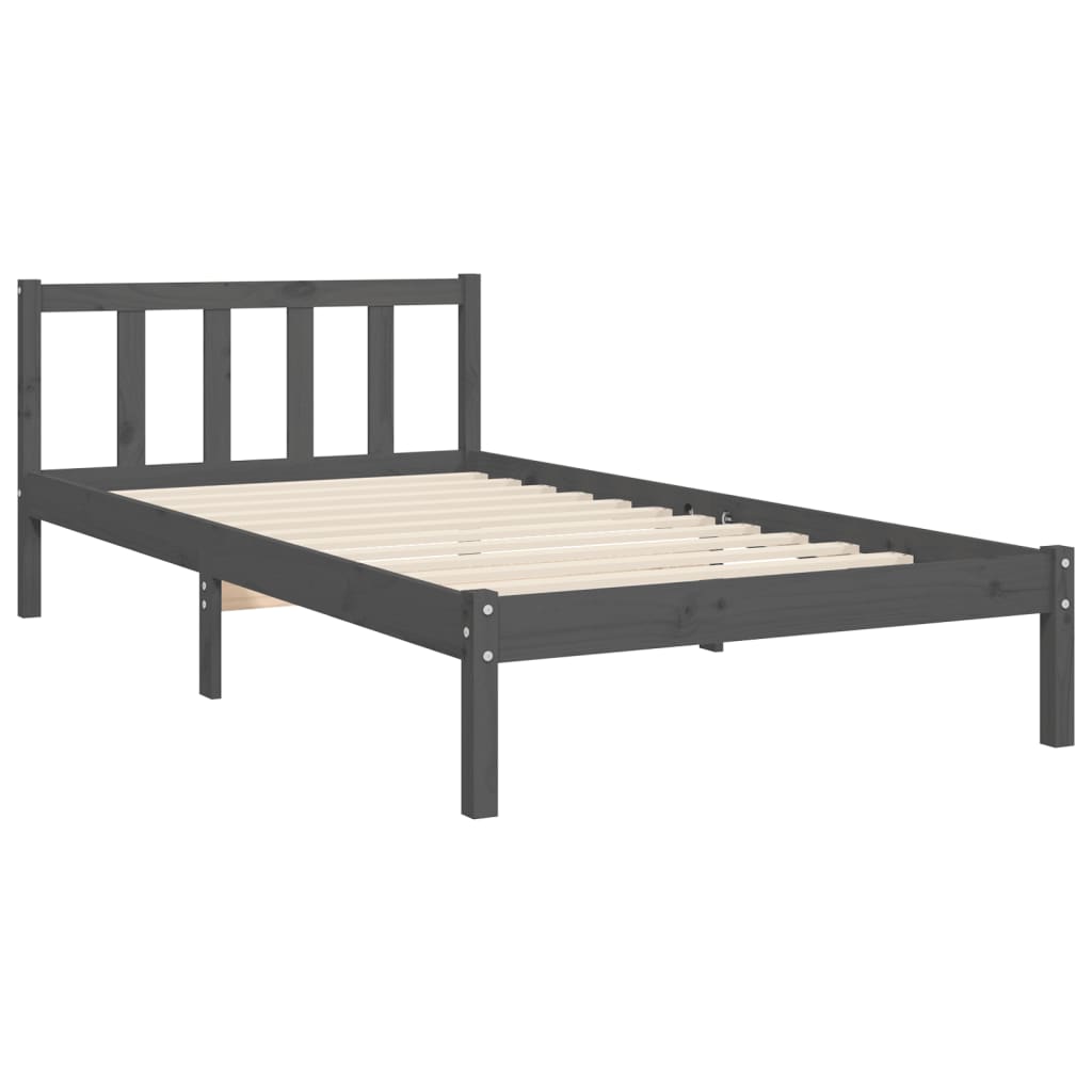 vidaXL Cadru de pat cu tăblie, gri, 90x190 cm, lemn masiv
