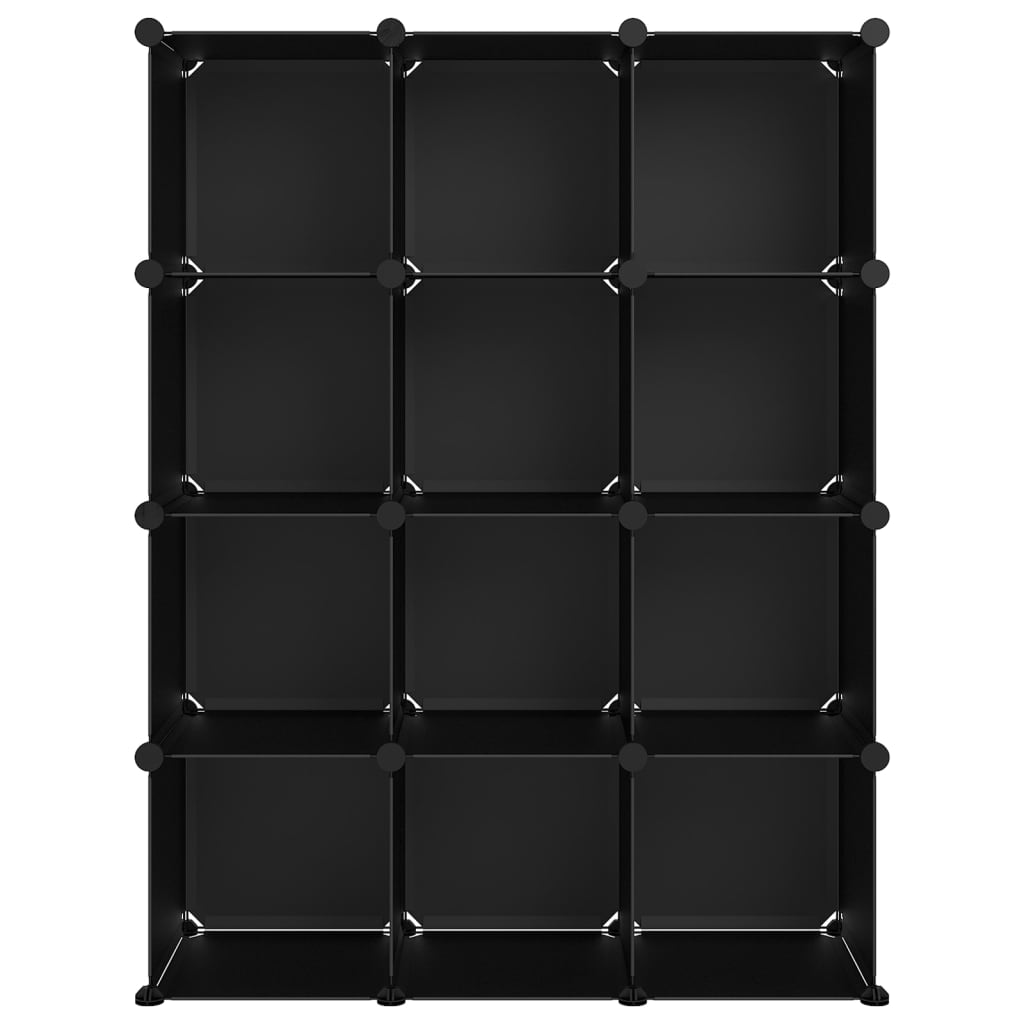 vidaXL Organizator cub de depozitare, 12 cuburi, negru, PP