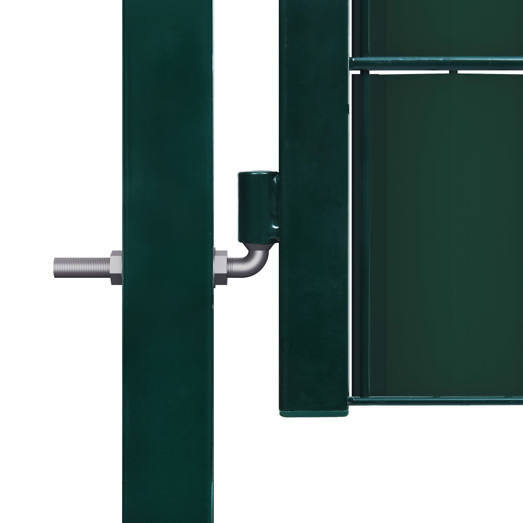 vidaXL Poartă de gard, verde, 100x101 cm, PVC și oțel