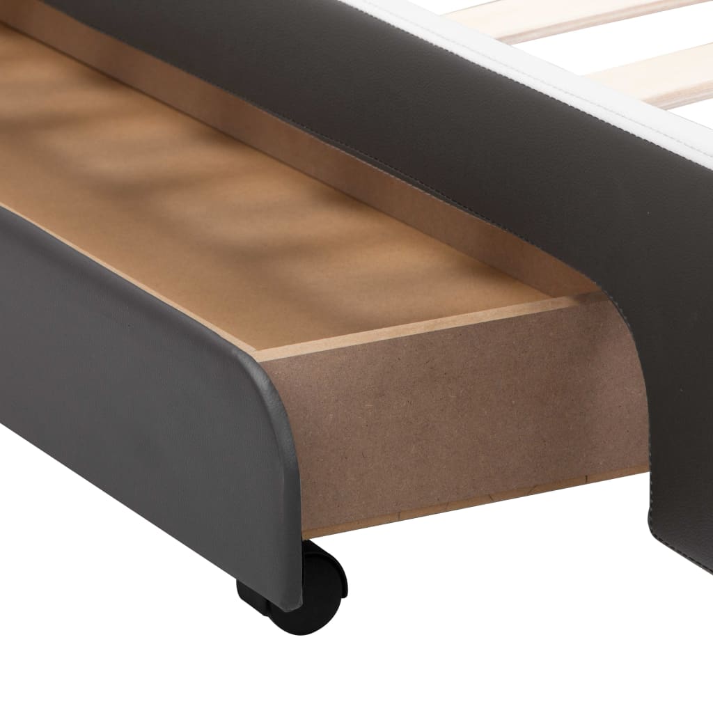 vidaXL Cadru pat cu sertare, antracit, 180 x 200 cm, piele ecologică