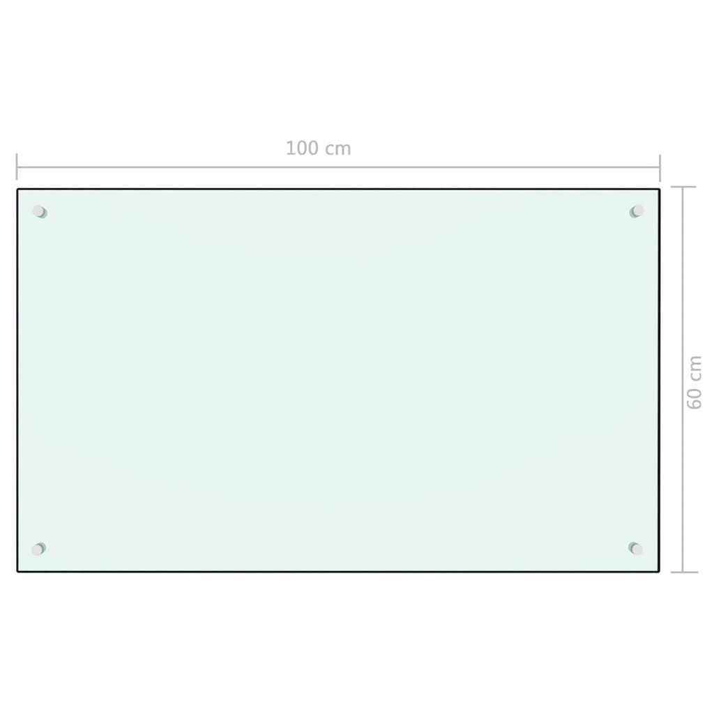 vidaXL Panou antistropi de bucătărie, alb, 100x60 cm sticlă securizată