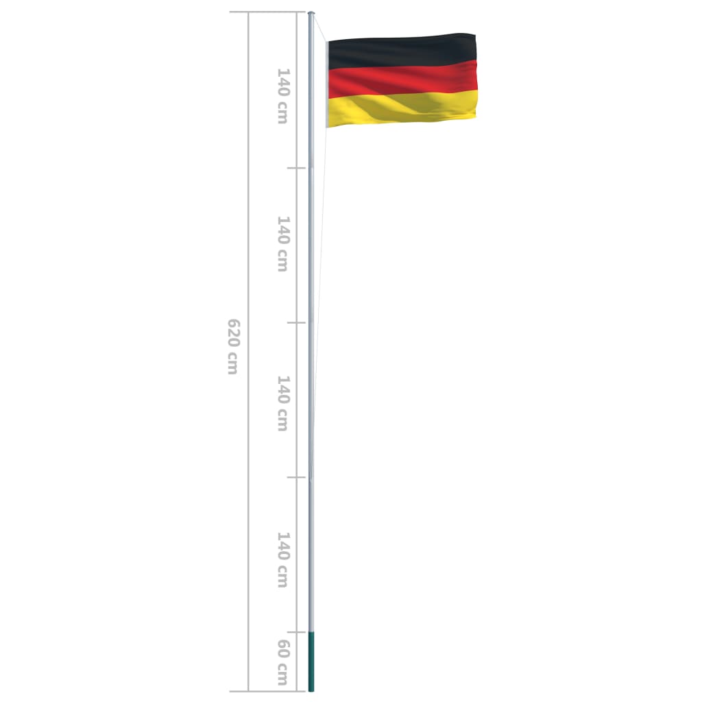vidaXL Drapel Germania și stâlp din aluminiu, 6,2 m