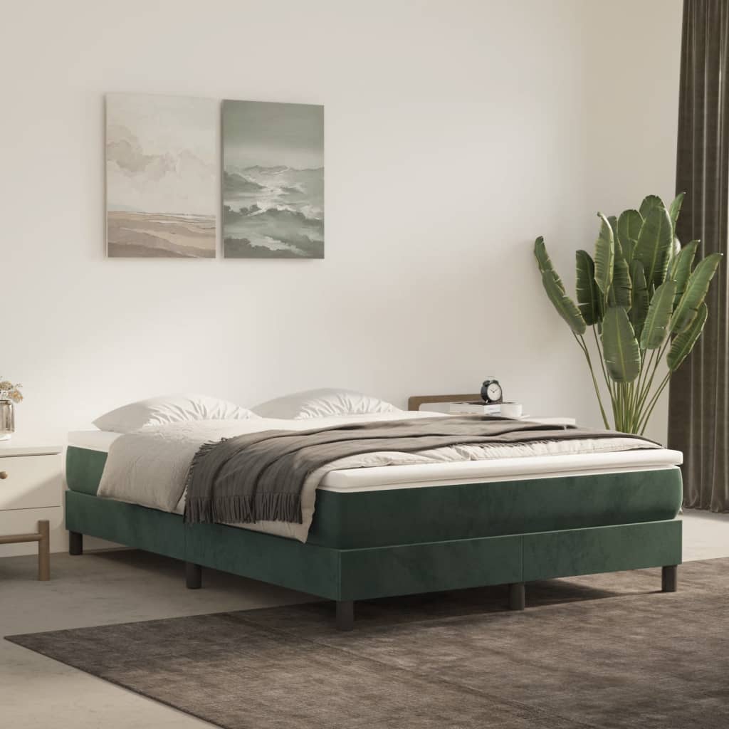 vidaXL Cadru de pat box spring, verde închis, 140x190 cm, catifea
