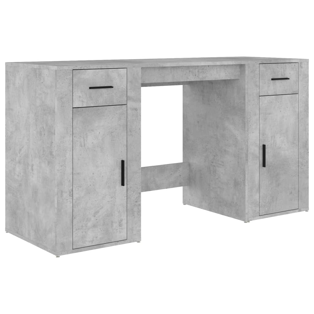 vidaXL Birou cu dulap, gri beton, lemn prelucrat