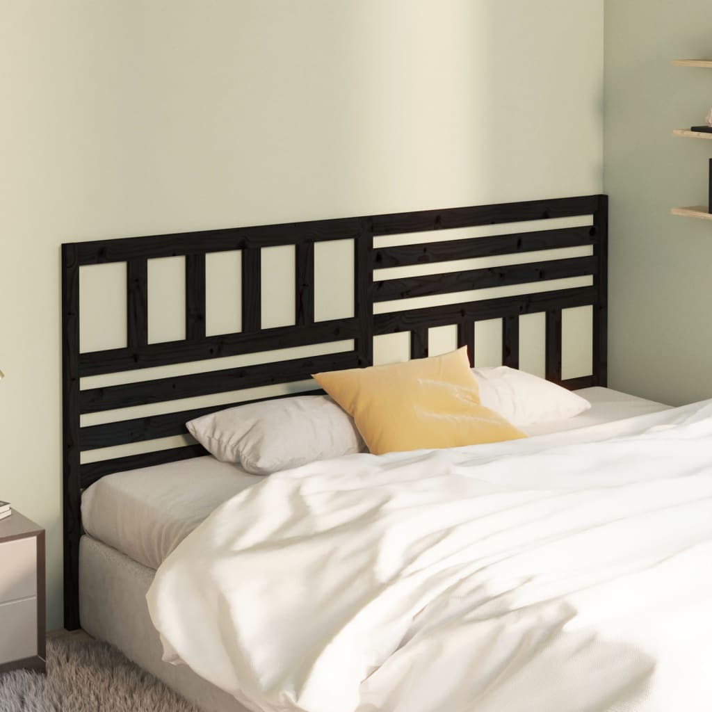 vidaXL Tăblie de pat, negru, 206x4x100 cm, lemn masiv de pin