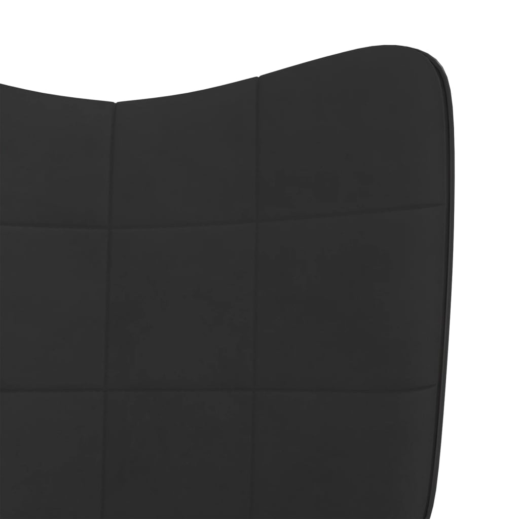 vidaXL Scaun de relaxare cu taburet, negru, catifea și PVC
