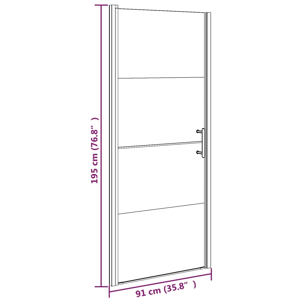 vidaXL Ușă de duș, negru, 91x195 cm, sticlă securizată semi-mată