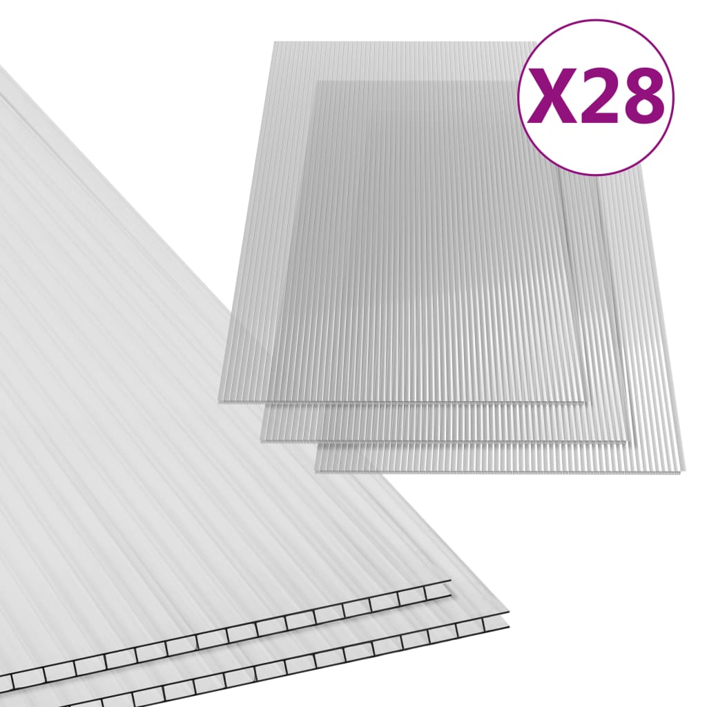 vidaXL Plăci din policarbonat, 28 buc., 121 x 60 cm, 4 mm
