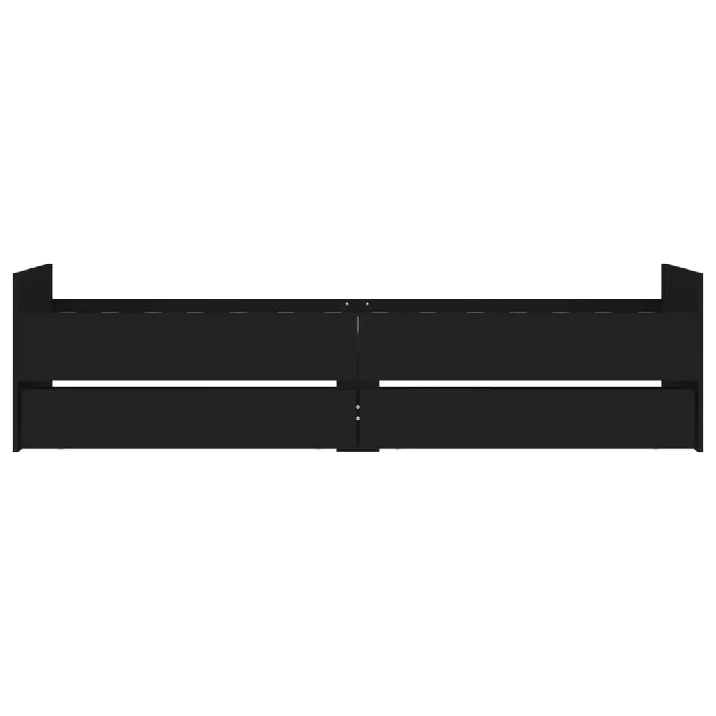 vidaXL Cadru de pat cu sertare, negru, 75x190 cm mic, single