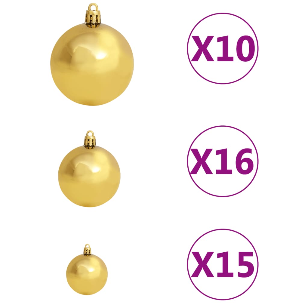vidaXL Set globuri Crăciun cu vârf & 300 LED-uri 120 piese auriu&bronz