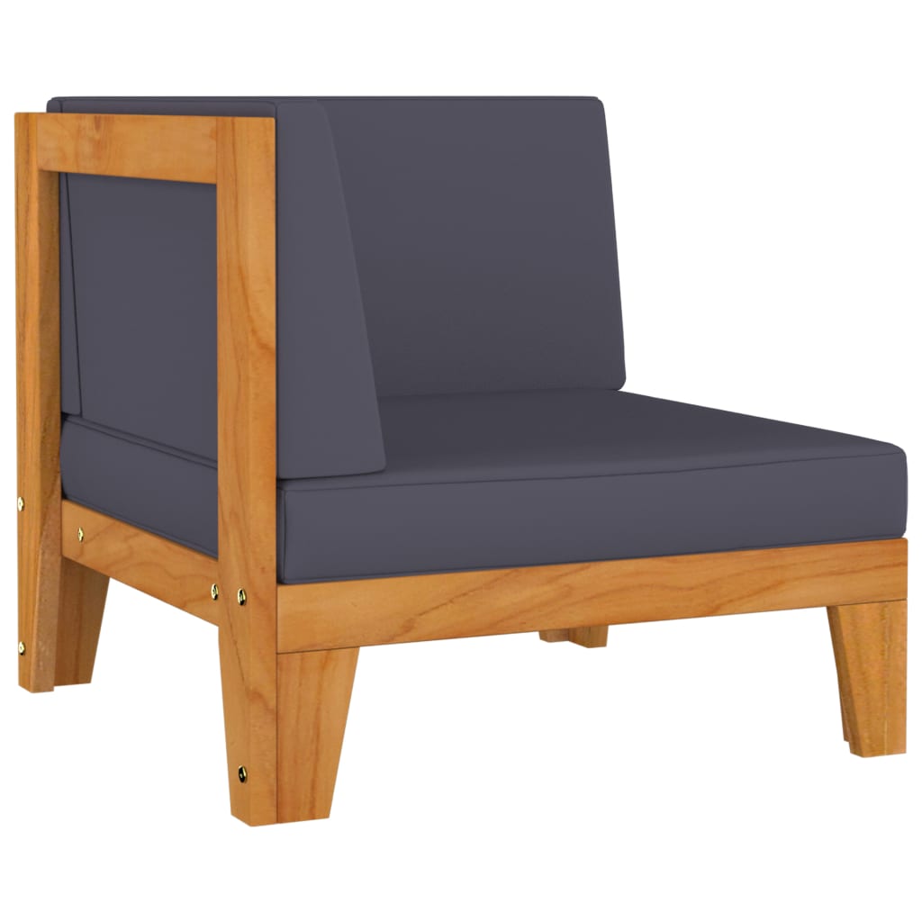 vidaXL Set canapea 2 locuri cu perne gri închis, lemn masiv acacia