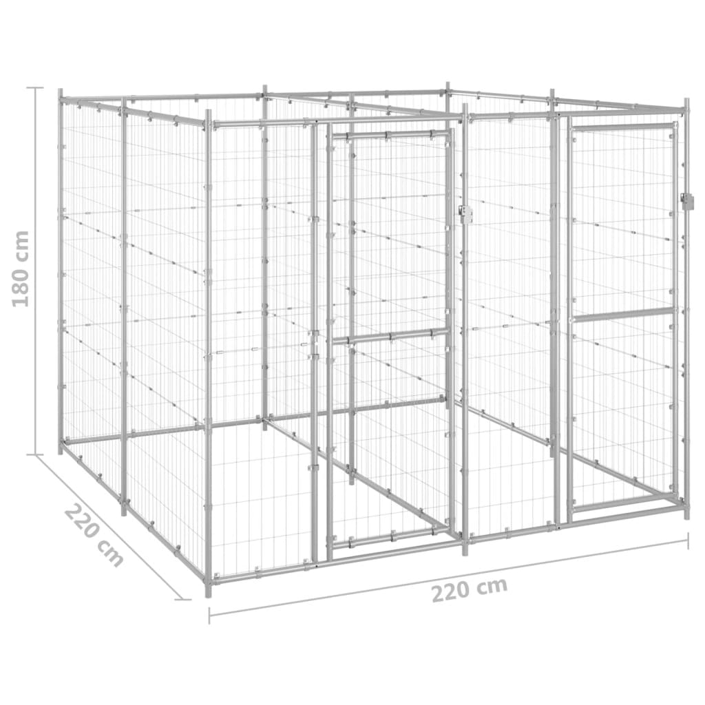 vidaXL Padoc pentru câini de exterior, 4,84 m², oțel galvanizat