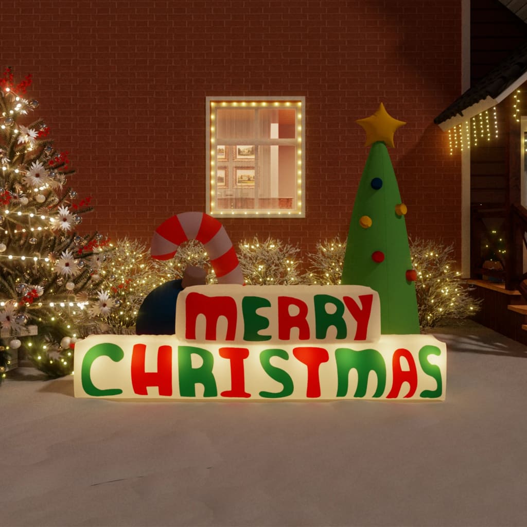 vidaXL Decorațiune "Merry Christmas" gonflabilă, cu LED-uri, 197 cm