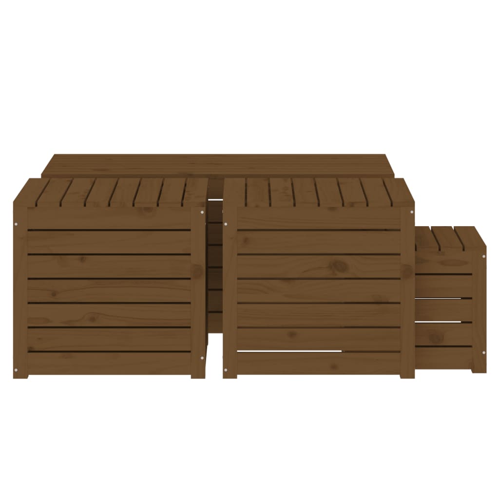 vidaXL Set cutii de grădină, 4 piese, maro miere, lemn masiv de pin