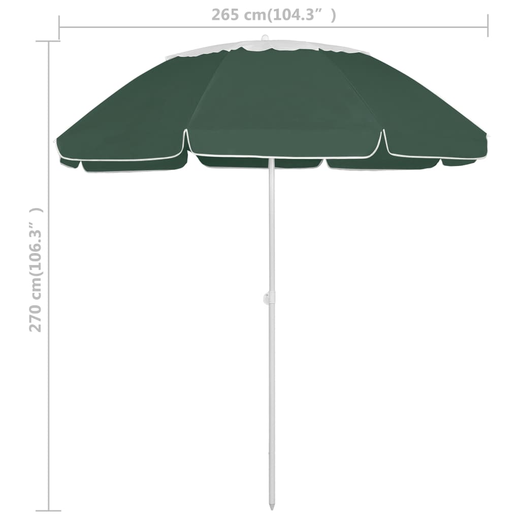 vidaXL Umbrelă de plajă, verde, 300 cm