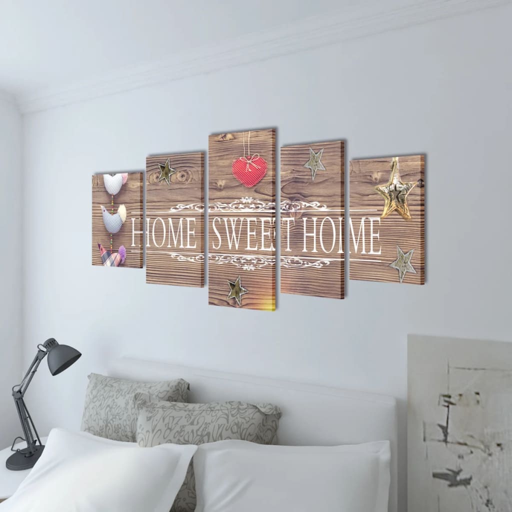 Set tablouri de perete cu imprimeu Home Sweet Home, 200 x 100 cm