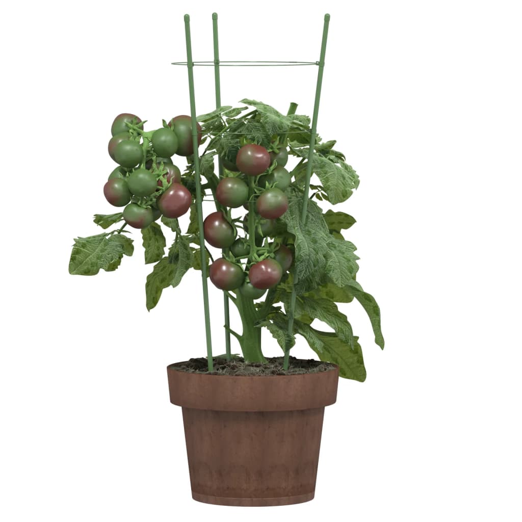 vidaXL Suport plante de grădină cu 3 inele, 5 buc, verde, 45 cm, oțel