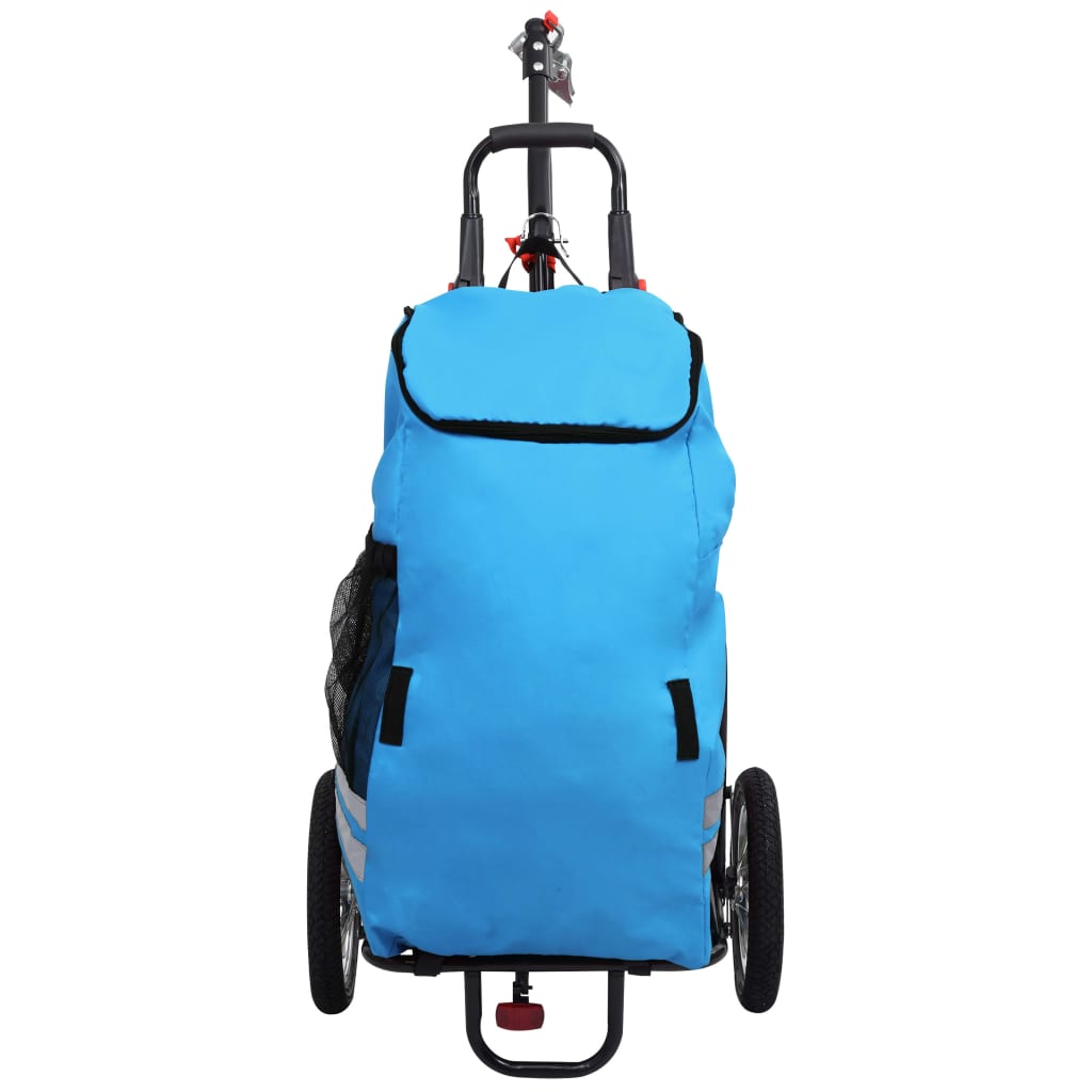vidaXL Remorcă bicicletă pliabilă cu geantă cumpărături albastru/negru