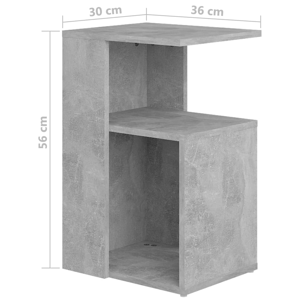 vidaXL Masă laterală, gri beton, 36x30x56 cm, PAL