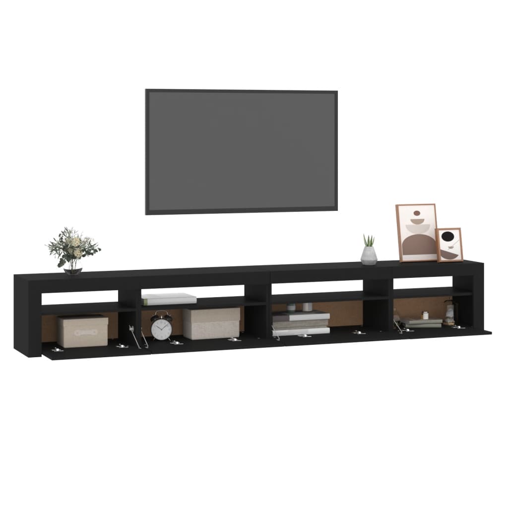 vidaXL Comodă TV cu lumini LED, negru, 270x35x40 cm