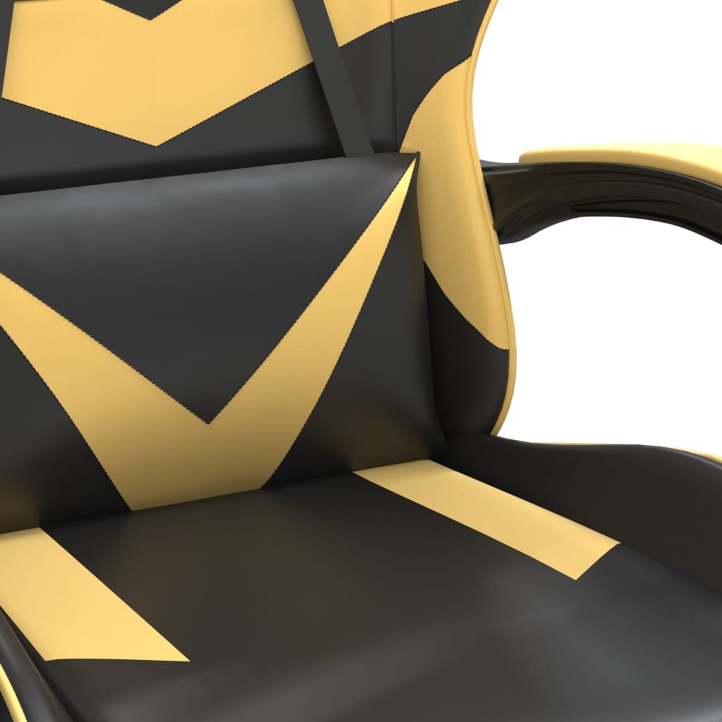 vidaXL Scaun de gaming pivotant, negru și auriu, piele ecologică