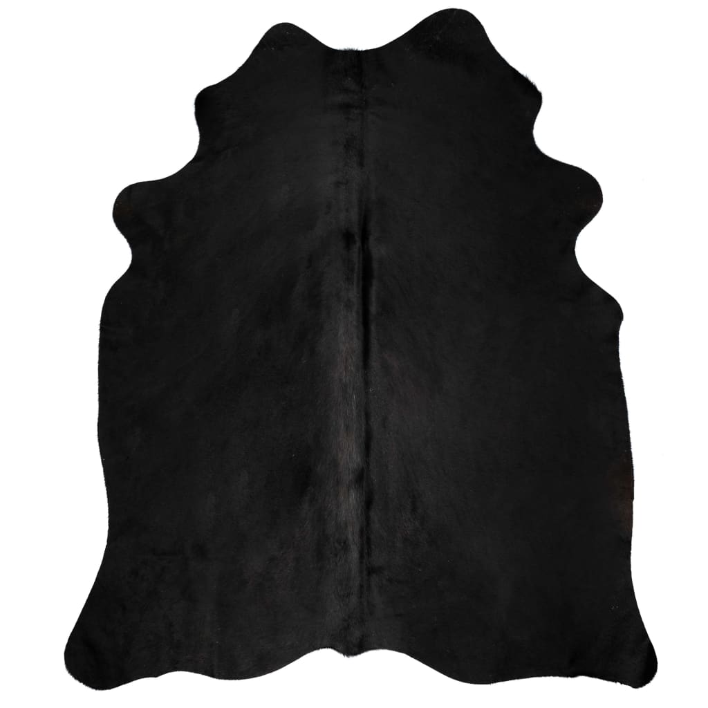 vidaXL Covor din piele de vacă naturală, negru, 150 x 170 cm