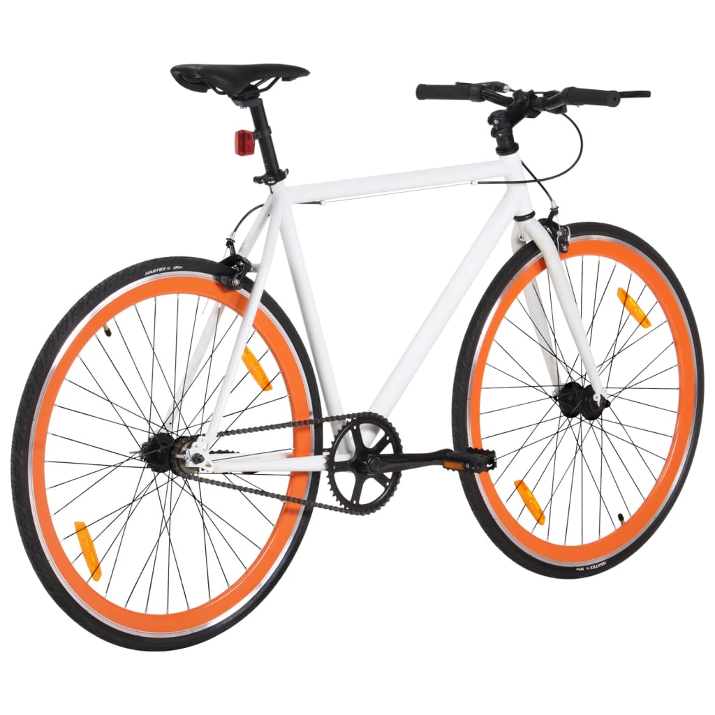 vidaXL Bicicletă cu angrenaj fix, alb și portocaliu, 700c, 55 cm