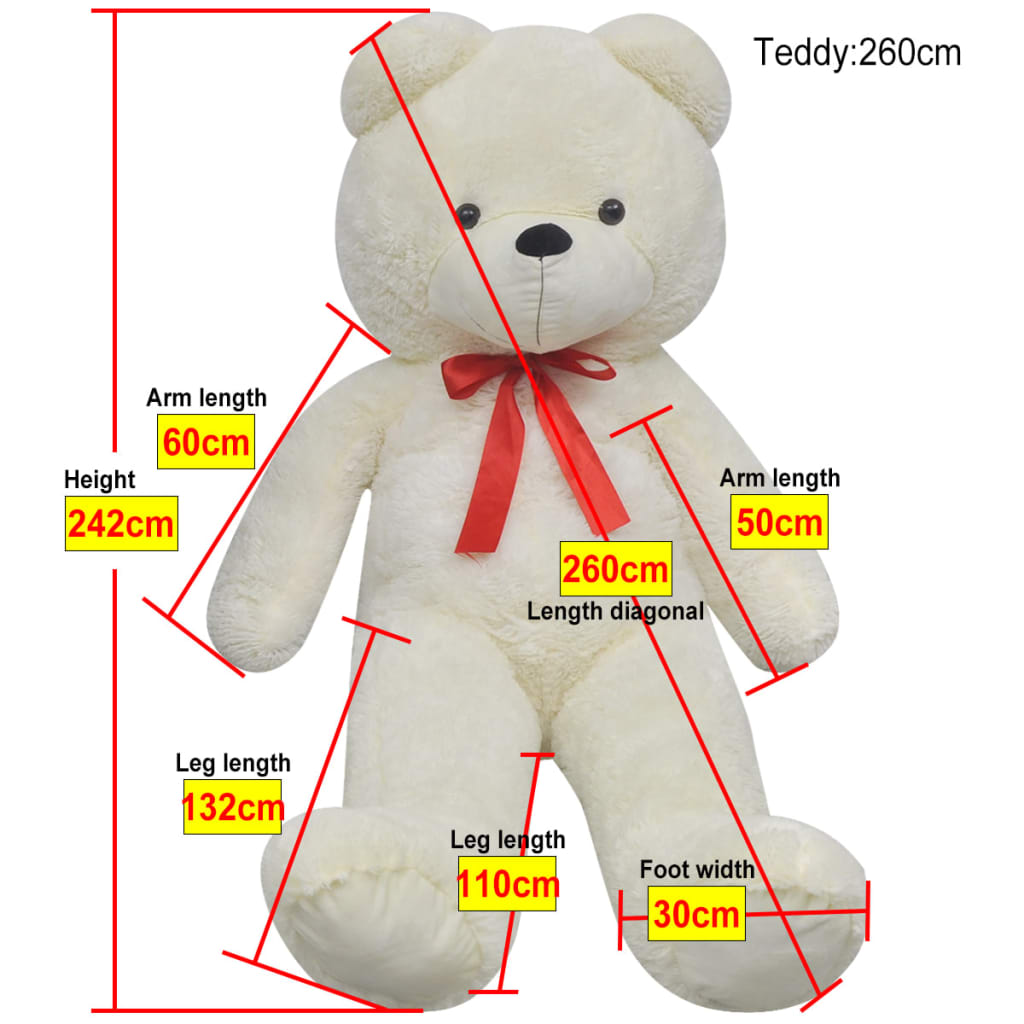 vidaXL Ursuleț de pluș de jucărie, alb, 242 cm