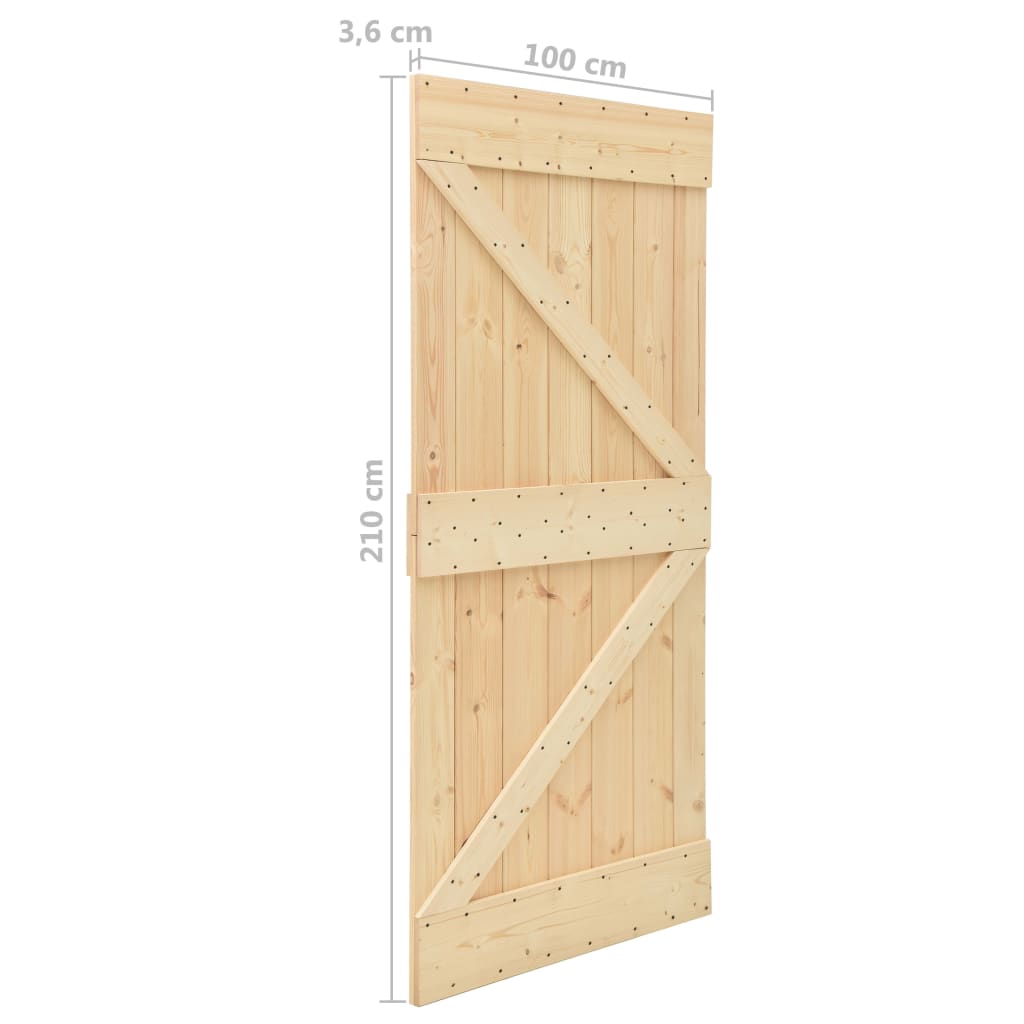 vidaXL Ușă glisantă cu set feronerie, 100 x 210 cm, lemn masiv de pin