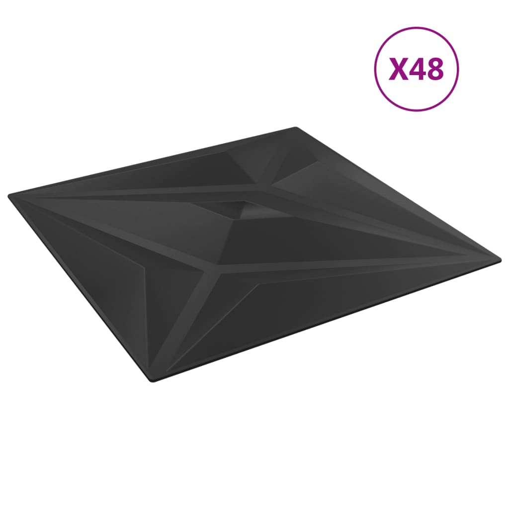 vidaXL Panouri de perete 48 buc. negru 50x50 cm XPS 12 m² stea