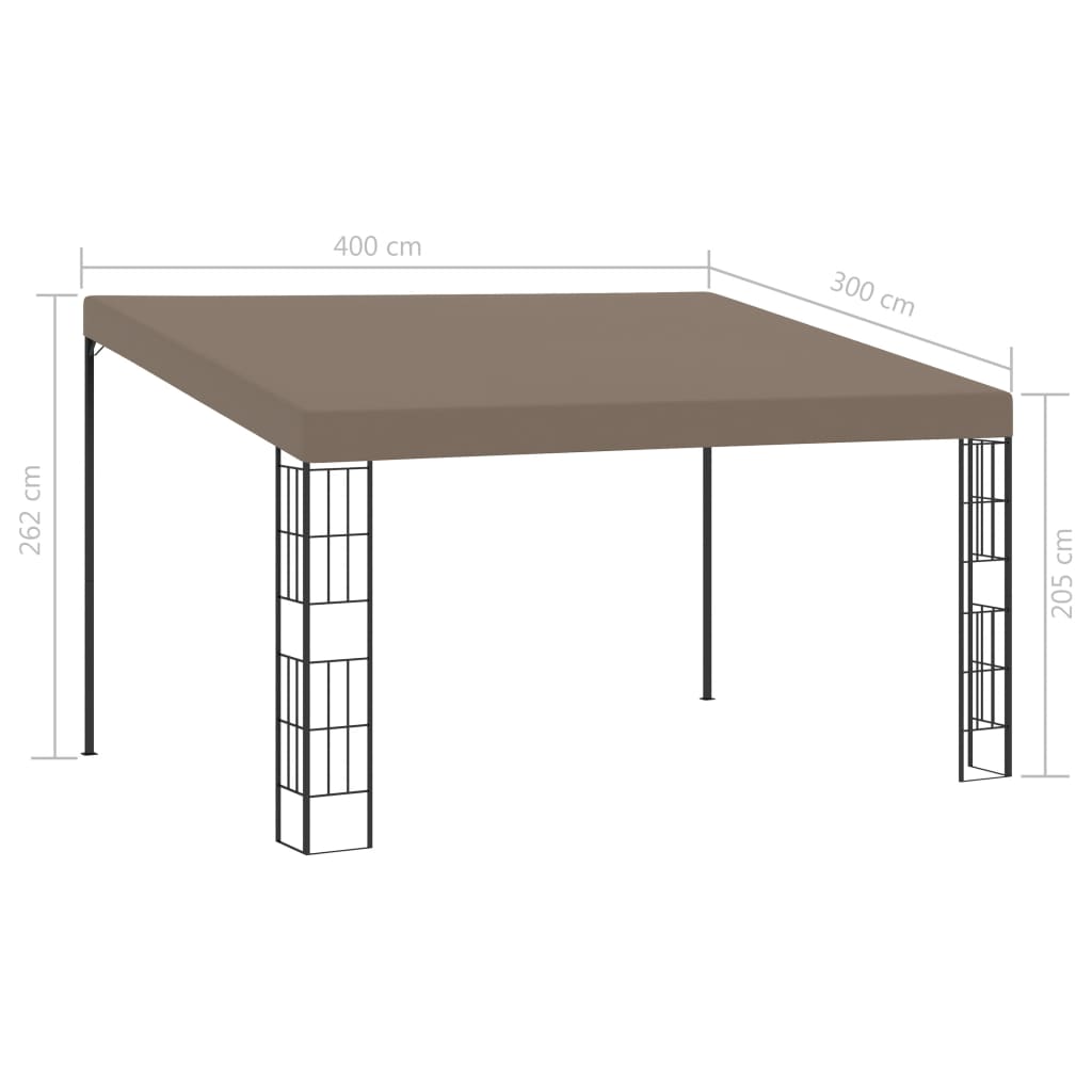 vidaXL Pavilion montat pe perete, 4x3 m, textil, gri taupe
