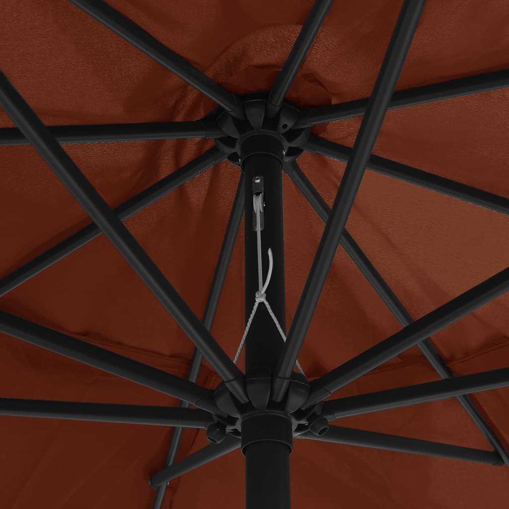 vidaXL Umbrelă de soare de exterior, stâlp metalic, cărămiziu, 400 cm