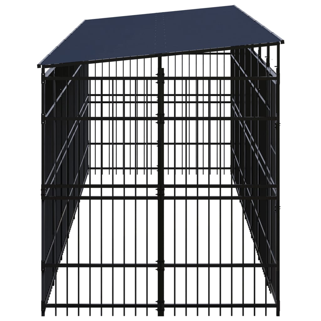 vidaXL Padoc pentru câini de exterior cu acoperiș, 12,9 m², oțel