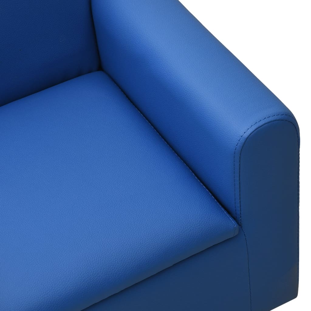 vidaXL Canapea pentru copii cu 2 locuri, albastru, piele ecologică
