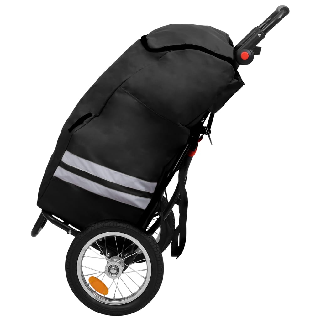 vidaXL Remorcă pentru biciclete pliabilă cu geantă cumpărături, negru
