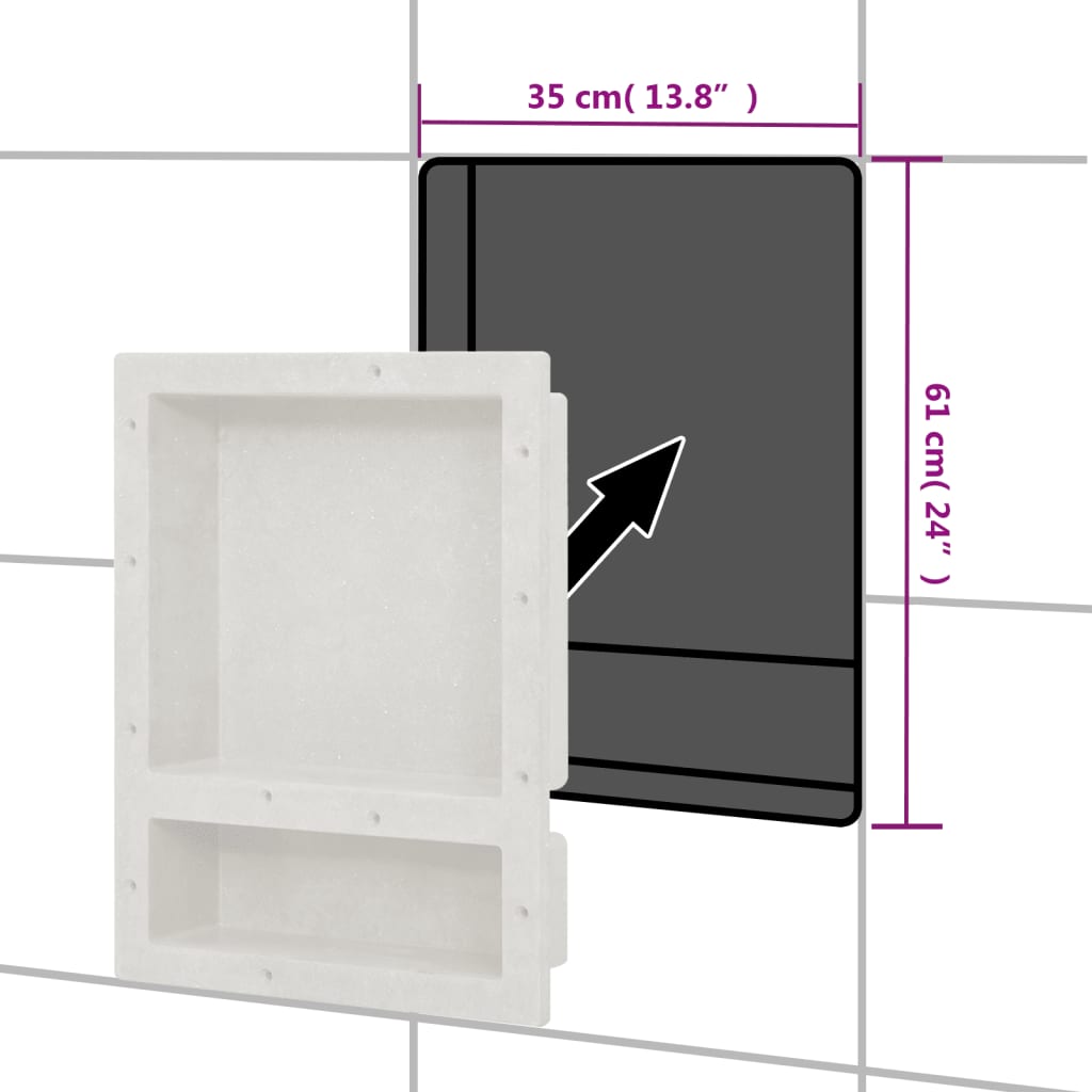 vidaXL Nișă de duș, 2 compartimente, alb mat, 41x51x10 cm
