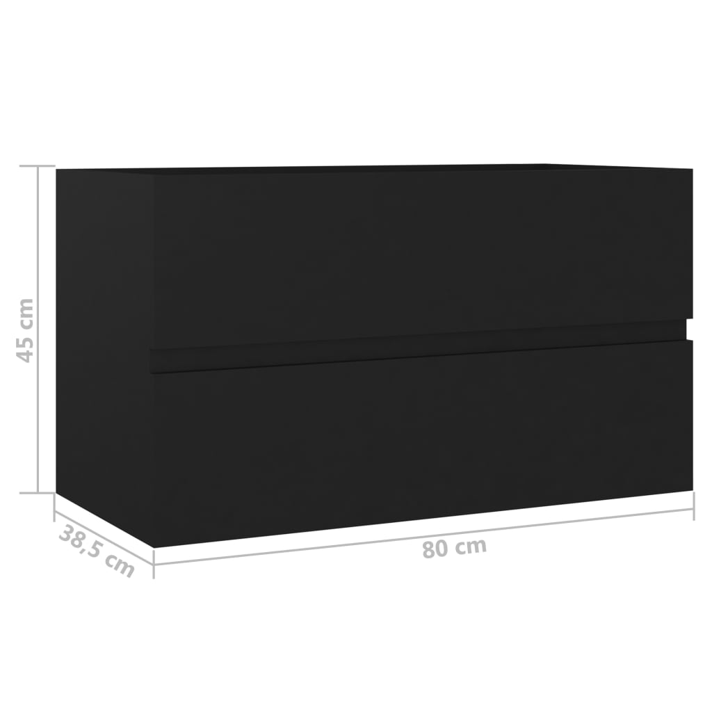 vidaXL Dulap de chiuvetă, negru, 80 x 38,5 x 45 cm, PAL