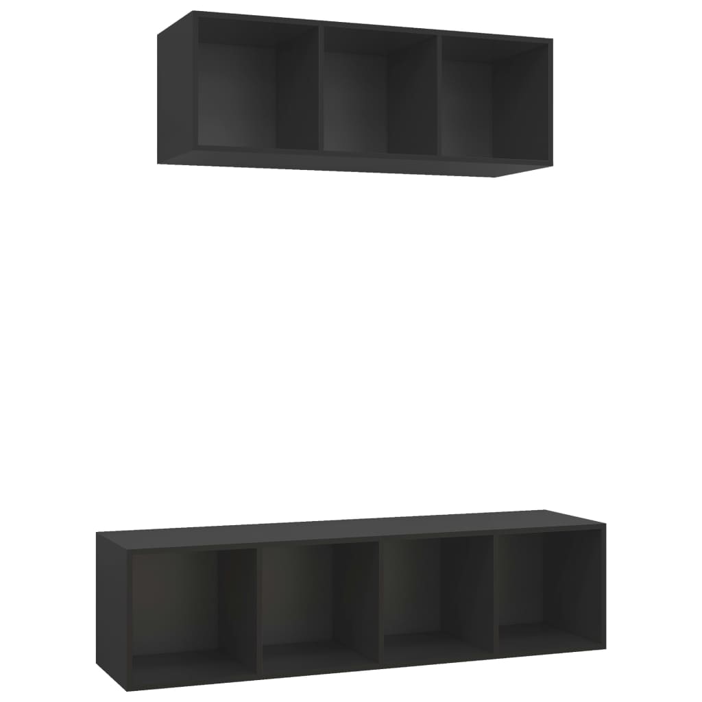vidaXL Set de dulapuri TV, 2 piese, negru, lemn prelucrat